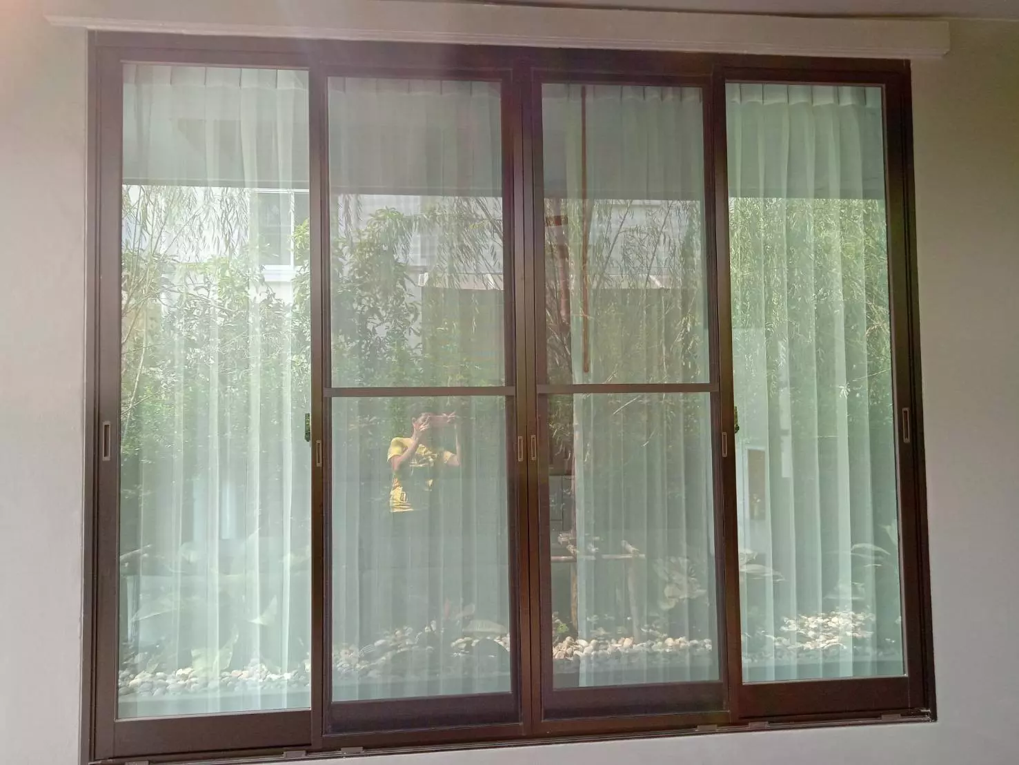 หน้าต่างบานเลื่อนทำสีแบบอโนไดซ์ สี autumn brown