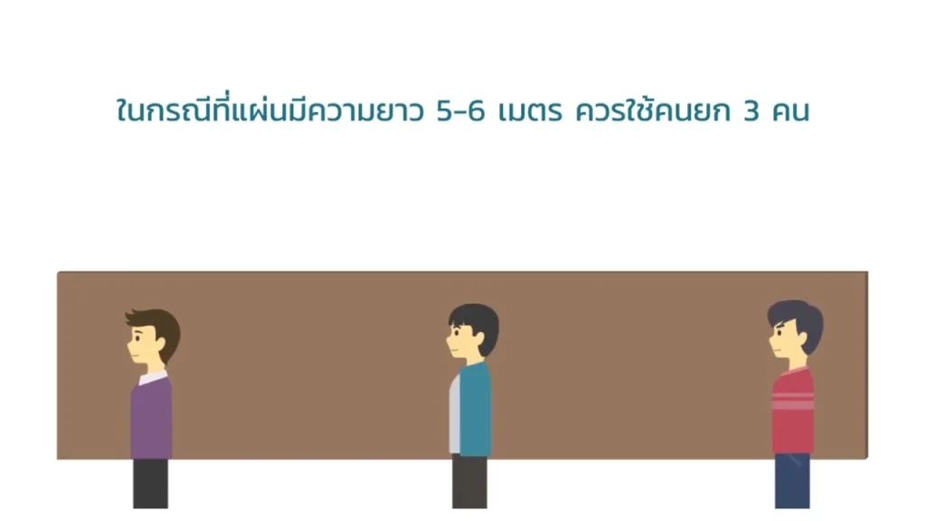 การยกแผ่นอะคริลค 3 คนยก