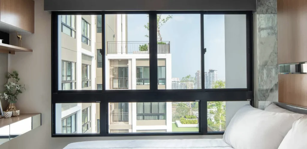 tostem หน้าต่างบานเลื่อน หน้าต่างอลูมิเนียม หน้าต่างสีดำ